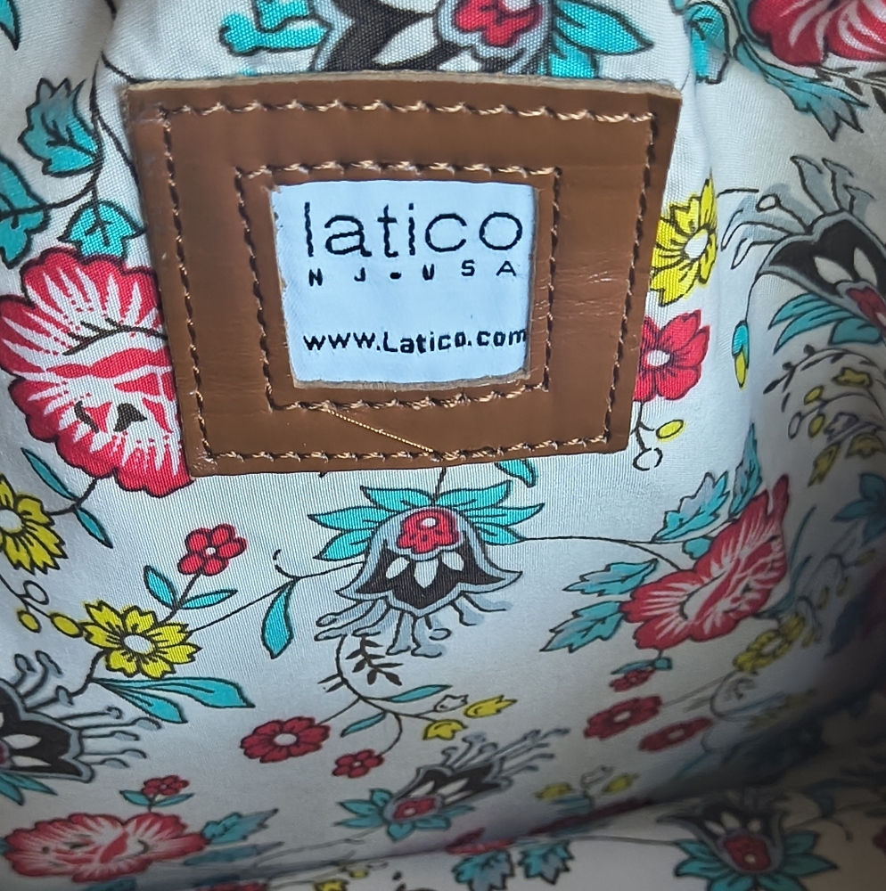 Latico Nora Leather Tote Bag Cognac Brown Scalloped Edge Classic Style Timeless - Picture 2 of 5